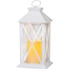 Lampáš MagicHome Vianoce, LED teplá biela, 3xAAA, plast, časovač, biely, 14x14x32.2 cm, pohyblivý plameň