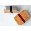 lunch box steel bamboo top zerowastelife.cz red strap