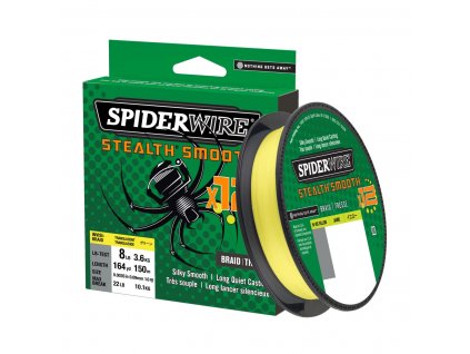 Šňůra SpiderWire Stealth Smooth12 HI-VIS Žlutá 150m (Varianta STEALTH SMOOTH12 HI-VIS ŽLUTÁ 150M 0,23MM 23,6KG)