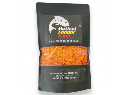 Pelety Action Fluo Method Feeder Fans 700g (Varianta Method Action Fluo Pellet Kořeněné Maso 700 g)