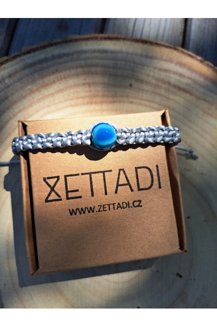 Náramek shamballa s minerály - MINERÁLKA - ACHÁT MODRÝ PRUHOVANÝ
