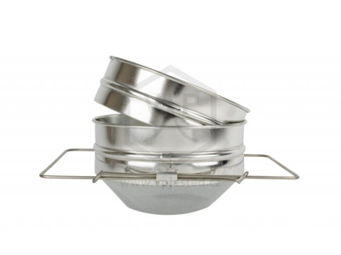 Cedník na med dvojitý vypouklý s úchyty pocín