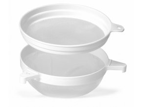Cedník na med k nádobě dvojitý plast 24 cm
