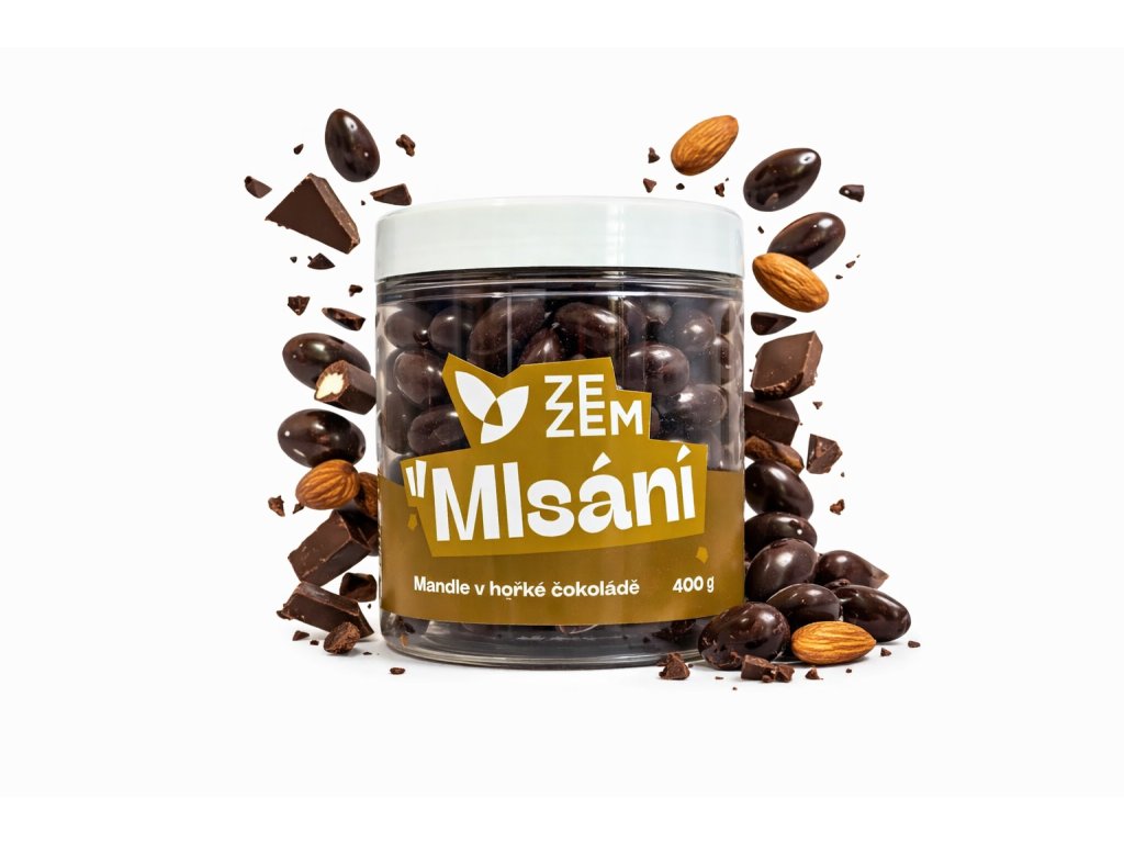 mandle v hořký čokoládě produktovka