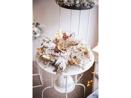 Adventní věnec - svícen zlato bílý