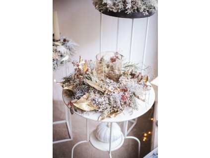 Adventní věnec - svícen zlato šedý