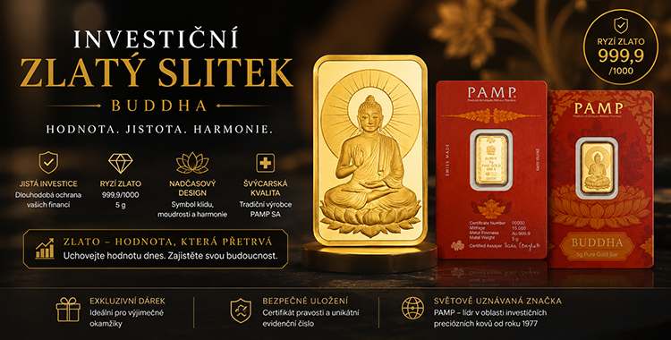 Investiční zlatý slitek pro štěstí - Buddha-PAMP 5g