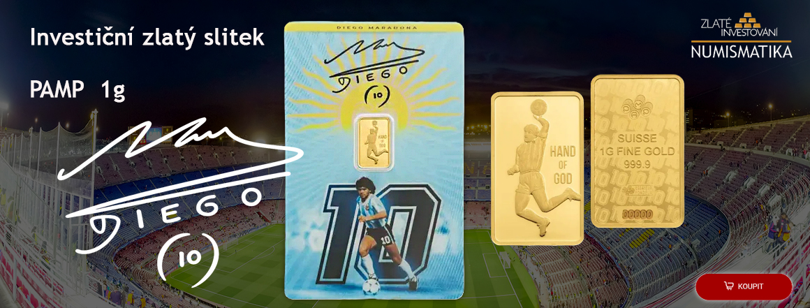 Investiční zlatý slitek PAMP 1g Diego Maradona