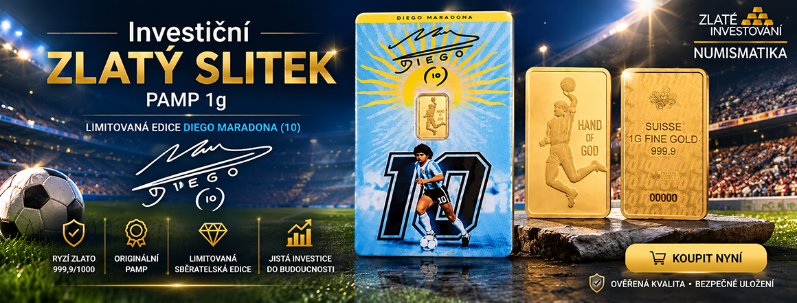 Investiční zlatý slitek PAMP 1g Diego Maradona