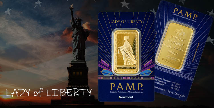 Investiční zlatá cihla Lady of Liberty PAMP