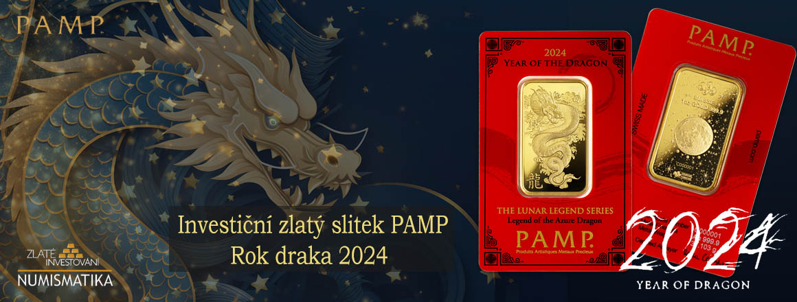 Investiční zlatý slitek PAMP rok draka 2024