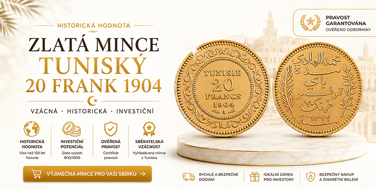 Zlatá mince tuniský 20 frank-1904