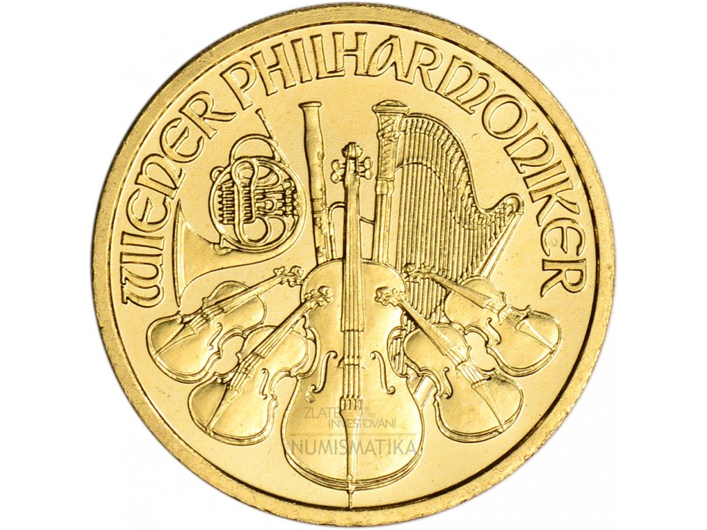 Investiční zlatá mince Wiener Philharmoniker 1/10 Oz