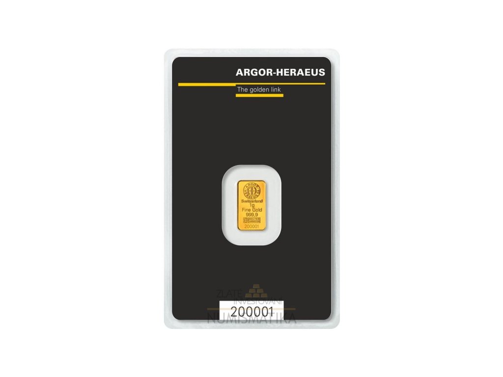 Investiční zlatý slitek Argor Heraeus 1g