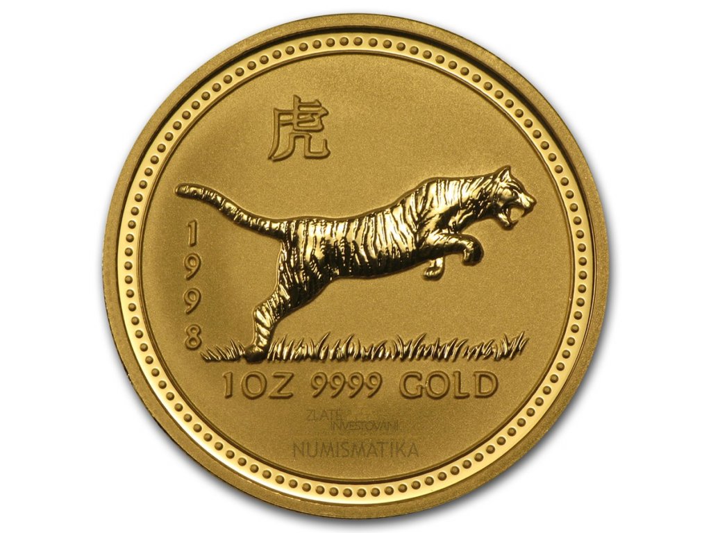 Investiční zlatá mince rok Tygra 1998 1 Oz