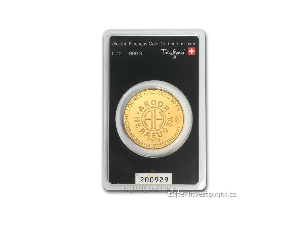 2969 investicni zlaty slitek argor kulaty kinebar 1 oz