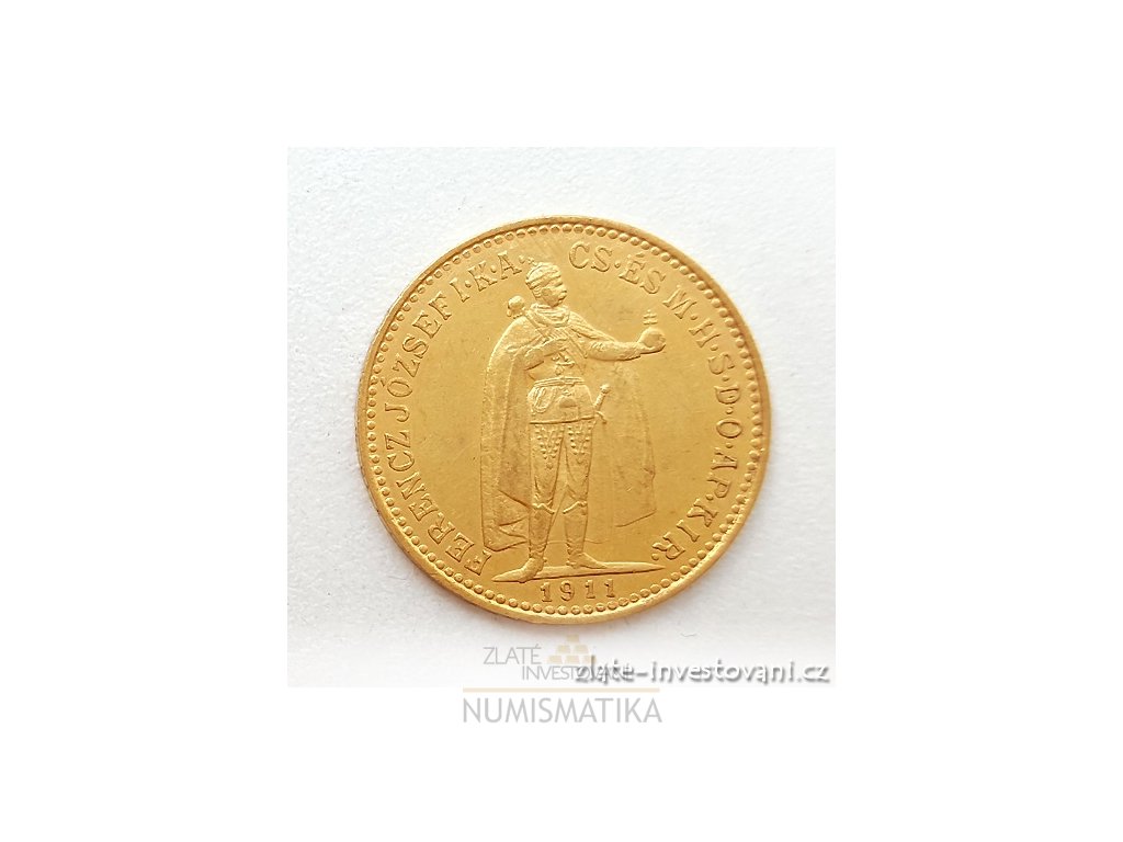 Zlatá mince Desetikoruna Františka Josefa I.- uherská ražba 1911