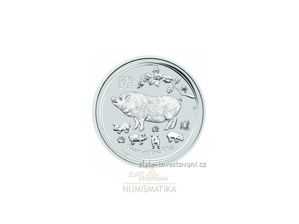 Investiční stříbrná  mince rok Vepře 2019 1/2 Oz
