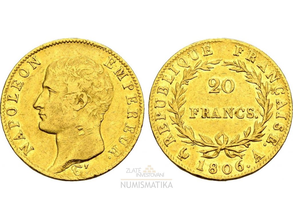 Zlatý 20 frank Napoeon I.