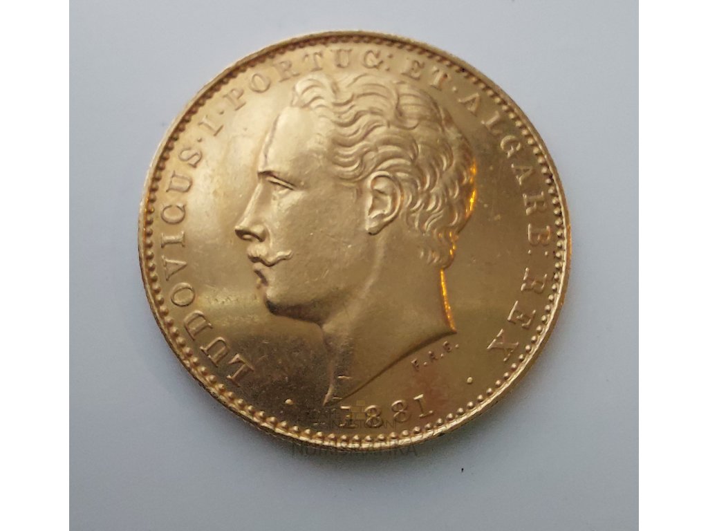 Zlatá mince 10000 reálů Louis I. -1878-1889 Portugalsko