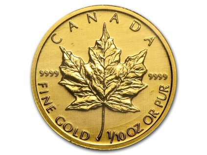 Investiční zlatá mince Kanadský Maple Leaf 1/10 Oz