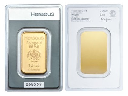 Investiční zlatý slitek Heraeus 1 Oz
