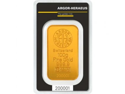 Investiční zlatý slitek Argor Heraeus 100g