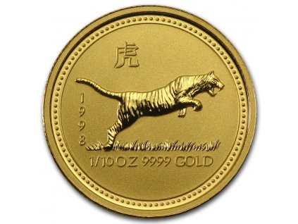 Investiční zlatá mince rok Tygra 1998 1/20 Oz