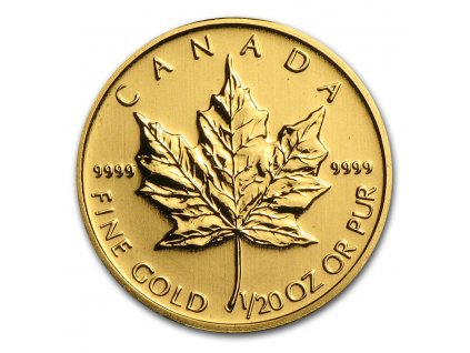 Investiční zlatá mince kanadský Maple leaf 1/20 Oz