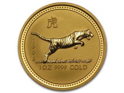 Investiční zlatá mince rok Tygra 1998 1/10 Oz