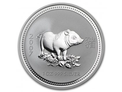 Investiční stříbrná mince rok vepře 2007 1 Oz