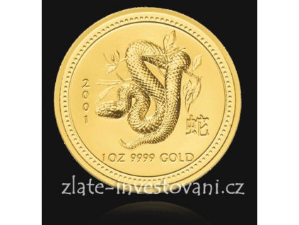 Investiční zlatá mince rok Hada 2001 1 Oz