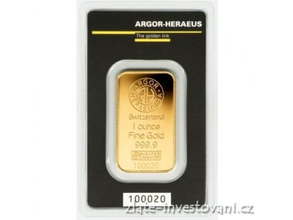 Investiční zlatý slitek Argor Heraeus-kinebar 1 Oz