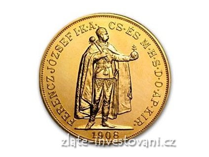 2846 zlata mince stokoruna frantiska josefa i uhersko 1908 stojici panovnik