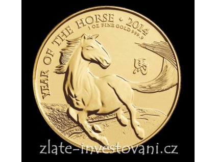 Investiční zlatá mince lunární rok koně 2014-Royal Mint 1 Oz