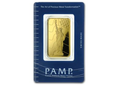 zlatá cihla socha svobody -1 Oz PAMP Švýcarsko