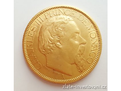 3071 zlata mince monacky 100 frank charles iii 1882