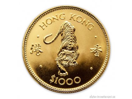 Investiční zlatá mince rok tygra 1986-lunární série Honkong 1/2 Oz