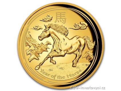 zlatá mince rok koně 1 Oz 2014 proof-vysoký reliéf