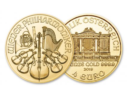 Investiční zlatá mince rakouský  Wiener Philharmoniker 1/25 Oz
