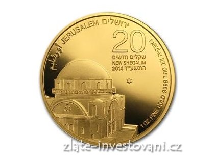 Investiční zlatá mince synagoga Hurva-2014