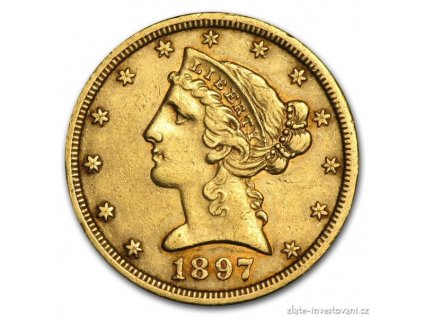3518 zlata mince liberty half eagle 5 dolar