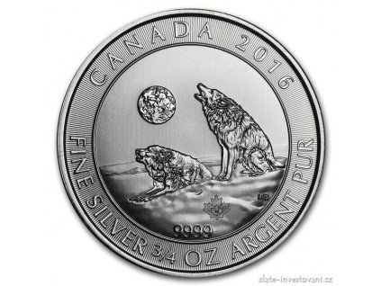 3698 investicni stribrna mince vlci 2016 kanada 3 4 oz