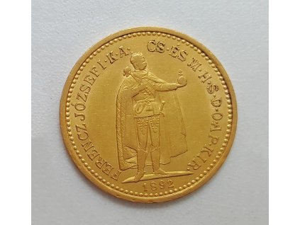Zlatá mince  Desetikoruna Františka Josefa I.- uherská ražba 1892 KB
