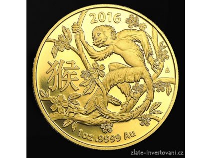Investiční zlatá mince rok Opice 2016-lunární série Royal Australian Mint 1 Oz