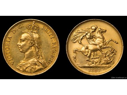Zlatá mince britská Dvoulibra-Victoria 1887