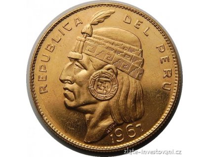 Zlatá mince Inka -Peru 1967 -50 soles Manco Capac