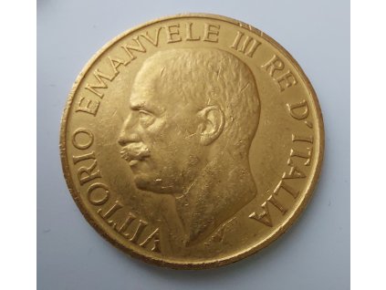 Zlatá mince 100 lir Vittorio Emanuele III.-1922-1923