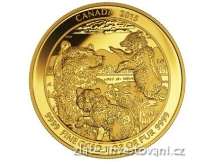 4388 zlata mince grizzly medvedi rodina 2015 1 oz