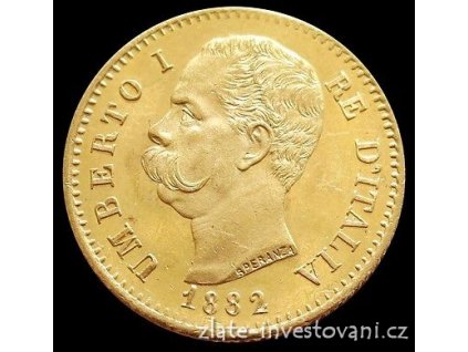 4853 zlata mince italska 20 lira umberto i 1882
